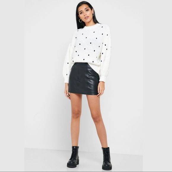 Topshop Sweaters - TOPSHOP Embroidered polka dot knitted jumper
